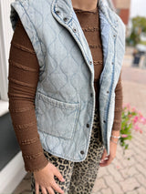Denim Button Down Quilted Vest