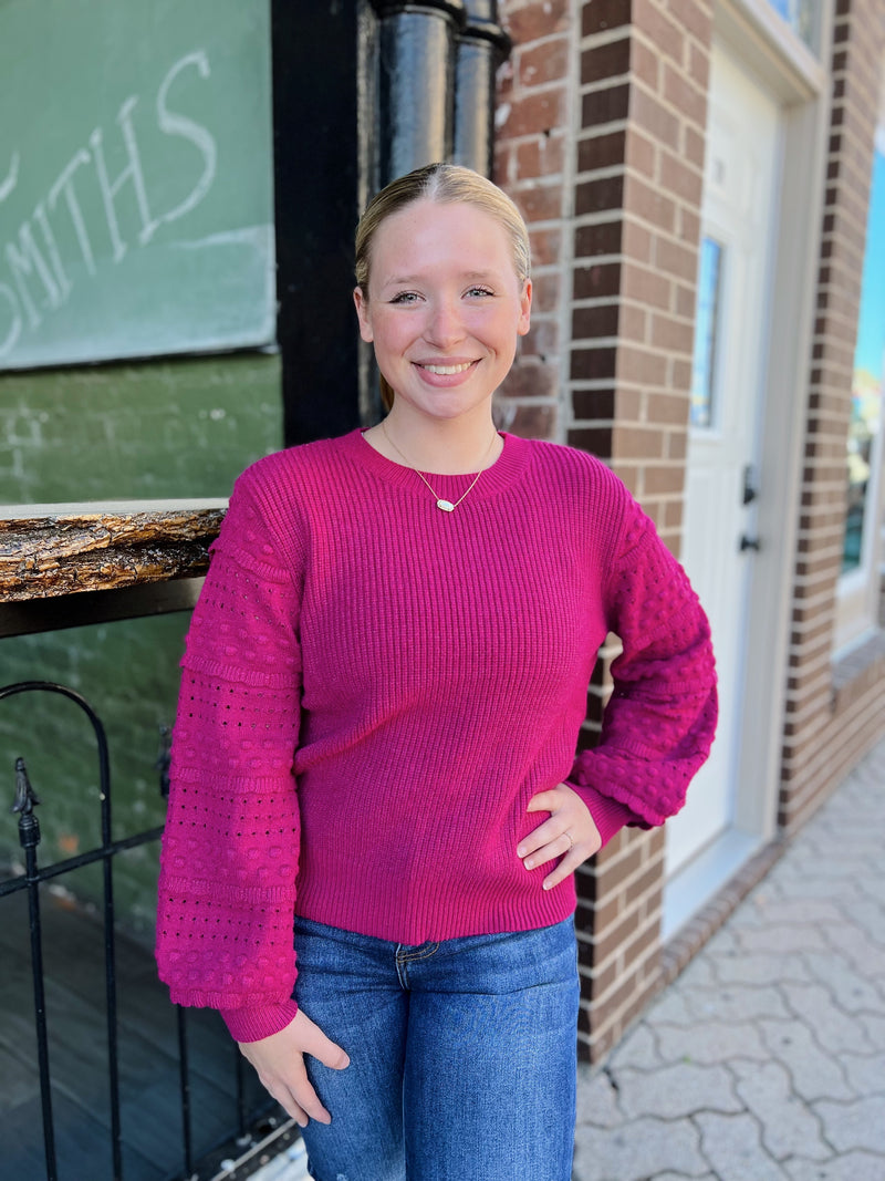 Pink Balloon Sleeve Sweater