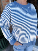 Blue V Stitch Stripe Sweater