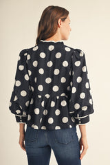 Black and White Polka Dot Peplum Top
