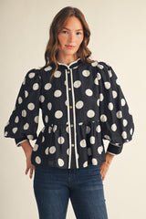 Black and White Polka Dot Peplum Top