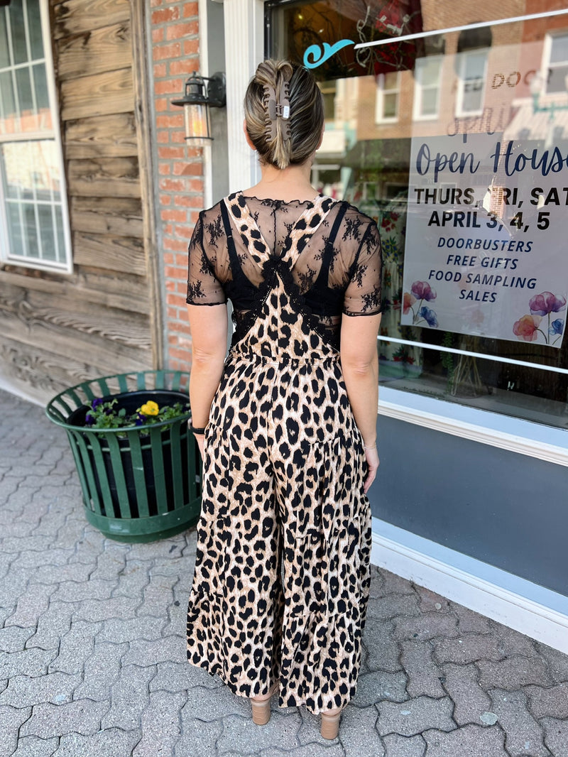Cheetah Print Wide Leg Jumpsuit