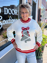 White Festive Holiday Sweater With Christmas Tree