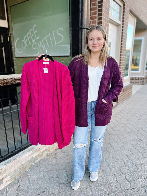 Basic Waffleknit Cardigan