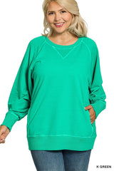 Curvy Ribbed Detail Pullover Crewneck