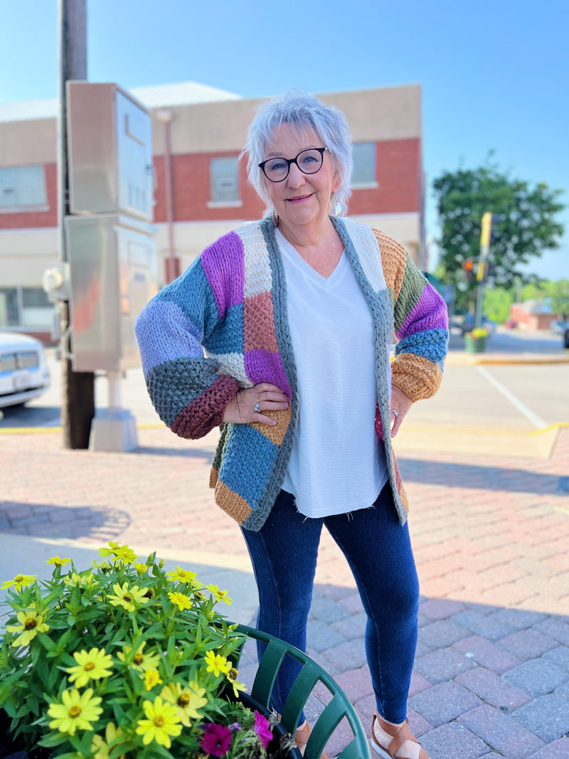 Multi Patch Knit Cardigan