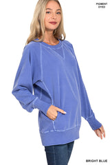 Ribbed Hem Pullover Crewneck