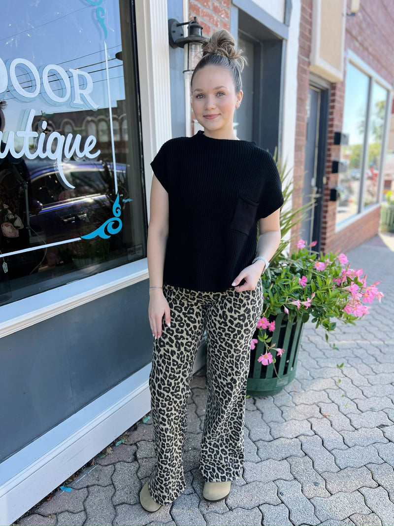 Mock Neck Short Sleeve Sweater Top