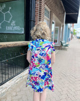 White Multi Color Floral Printed V-Neck Dress