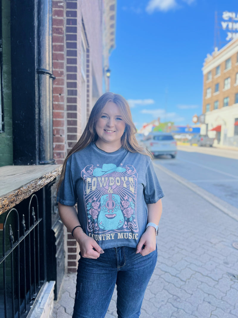 Coboys And Country Music Crop Tee