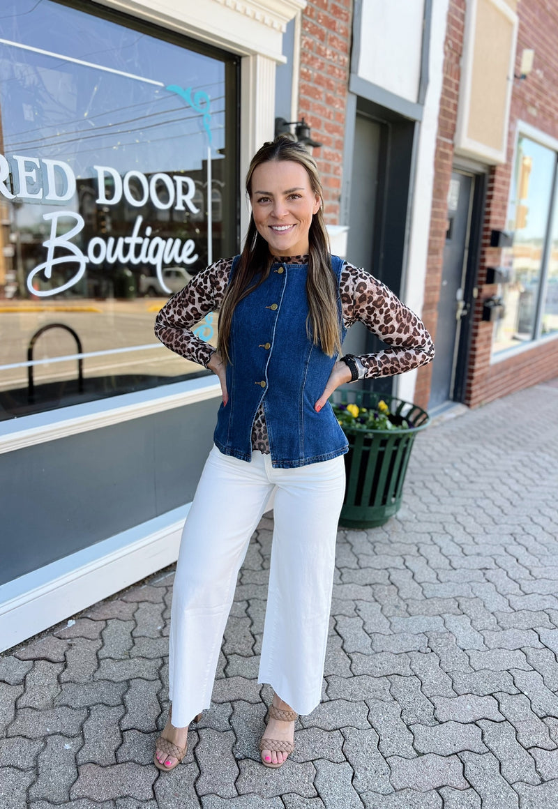 White High Waisted Relaxed Fit Wide Leg Cropped Pants