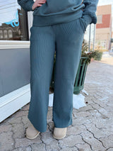 Ribbed Half Zip Pullover and Pant Set