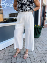 Oatmeal Linen Wide Leg Pants