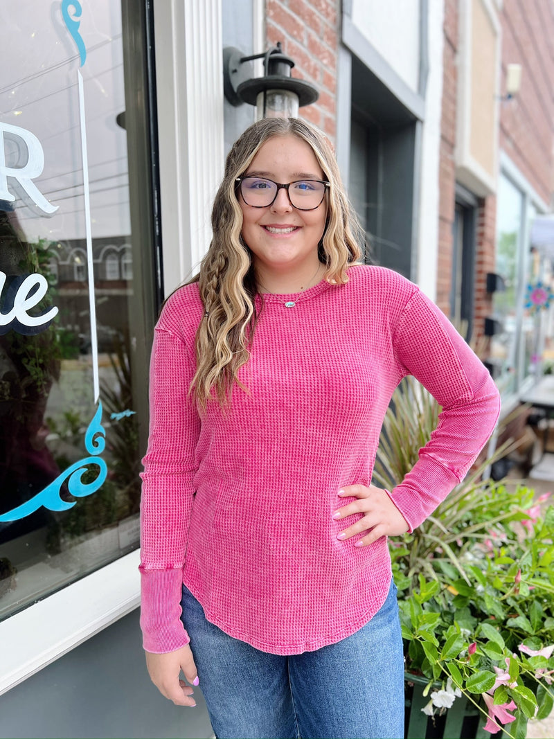 Long Sleeve Waffleknit Top