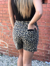 Leopard TC High Rise Loose Fit Mid Length Short
