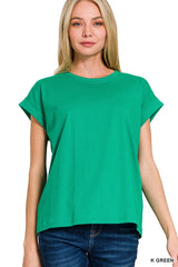 Cuffed Sleeve Basic Tee