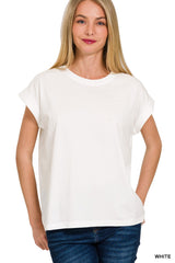 Cuffed Sleeve Basic Tee