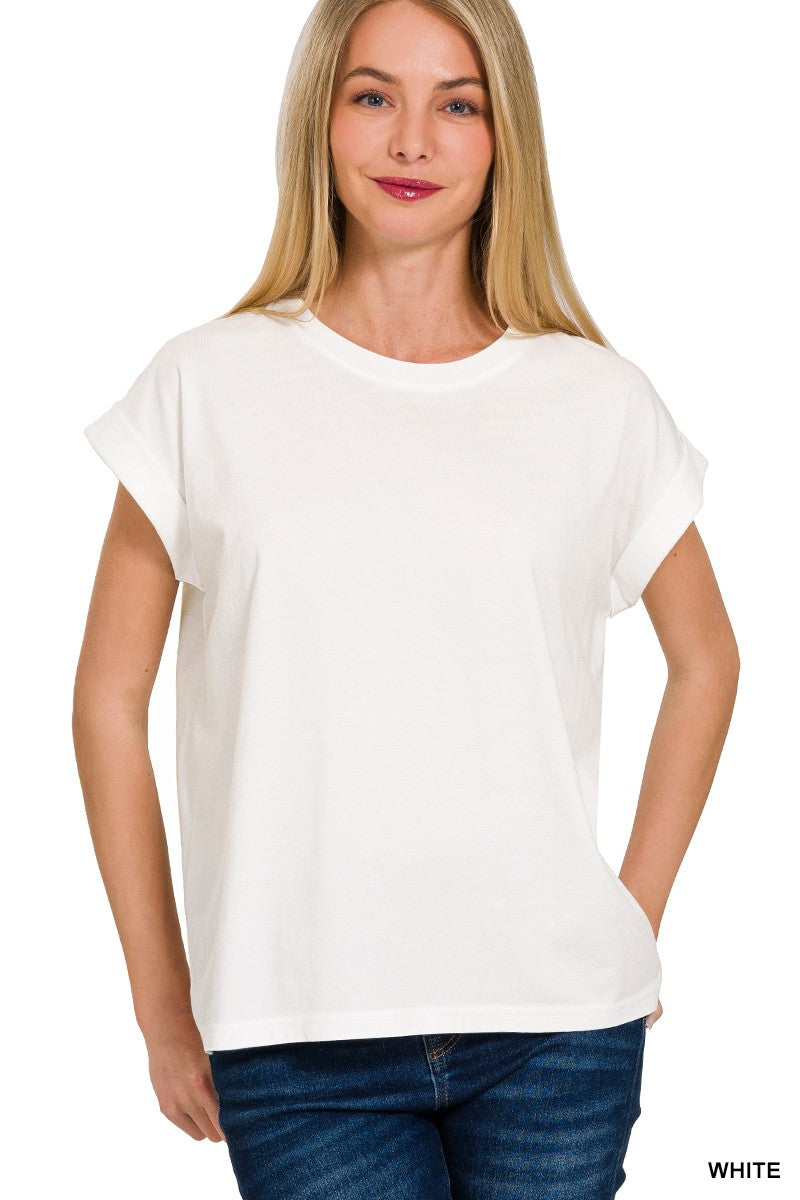 Cuffed Sleeve Basic Tee