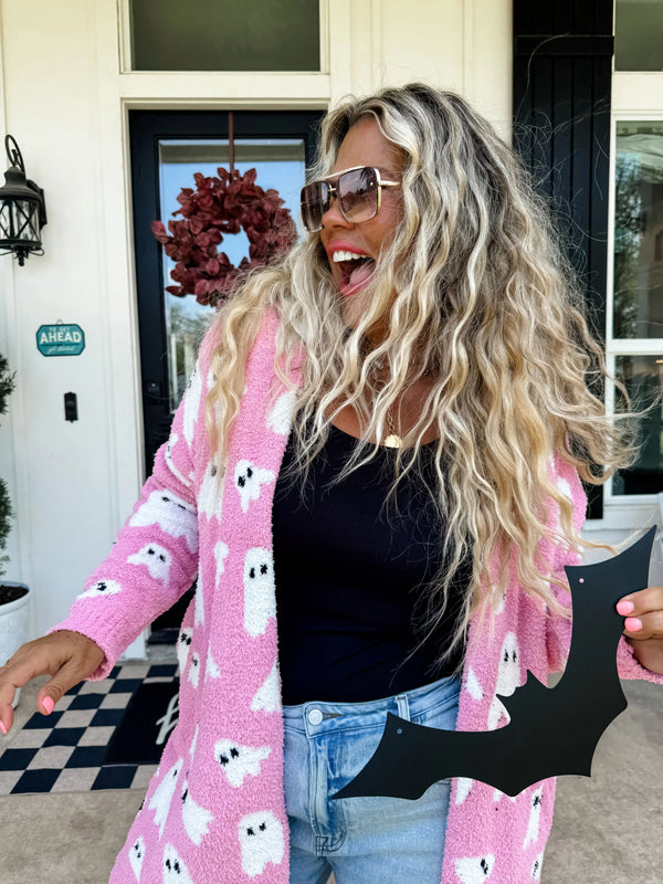 Pink Ghost Halloween Cloud Cardigan