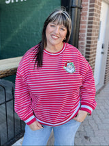 Red And White Stripe Santa Crewneck
