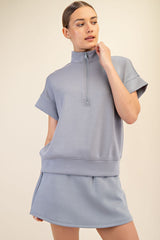 Modal Poly Span Quarter Zip Short Sleeve Top