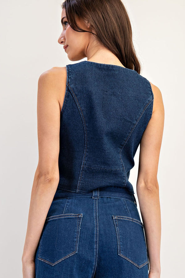Denim Button Down Vest
