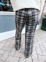 Plaid Patch Pocket Wide Leg Pants