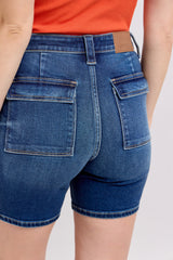 Raylene High Rise Bermuda Shorts with Back Flap Pockets