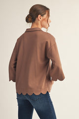 Scalloped Edge 3/4 Sleeve Top