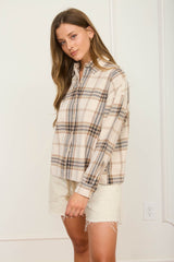 Plaid Button Down Boxy Top