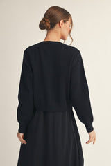 Black Long Sleeve Knot Accent Sweater