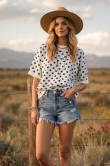 Polka Dot Short Sleeve Sweater