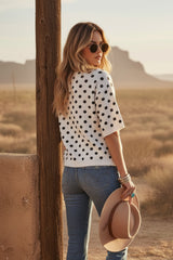Polka Dot Short Sleeve Sweater