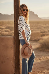 Polka Dot Short Sleeve Sweater