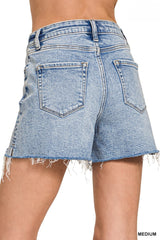 Eliana's Distressed Hem Denim Shorts