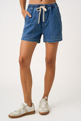 Chambray Tied Waist Shorts