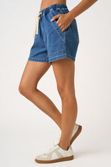 Chambray Tied Waist Shorts