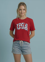 Red USA Star Graphic Tee