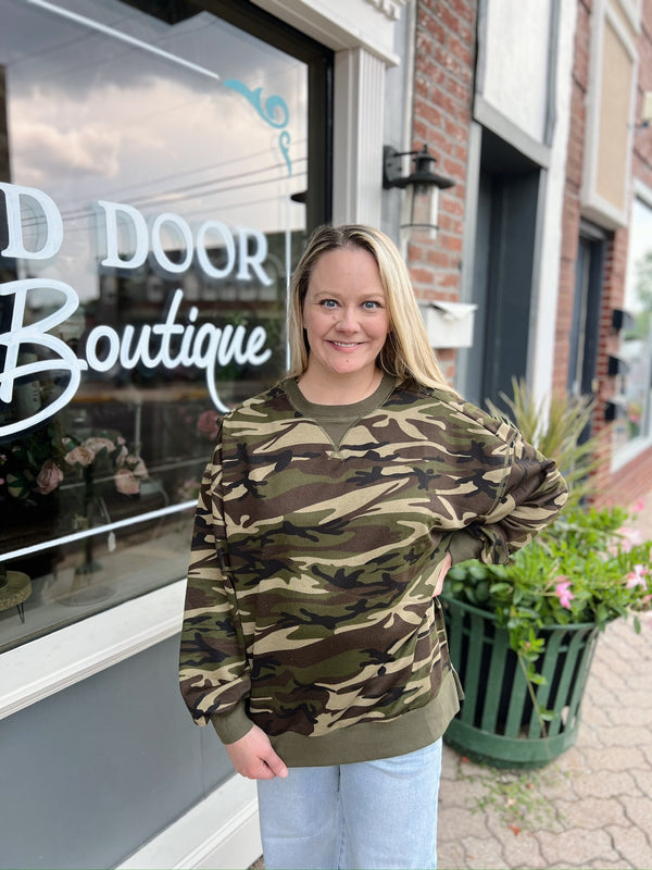 Camo Crewneck Top