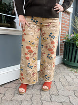 Floral Printed Washed Stretch Twill Pants