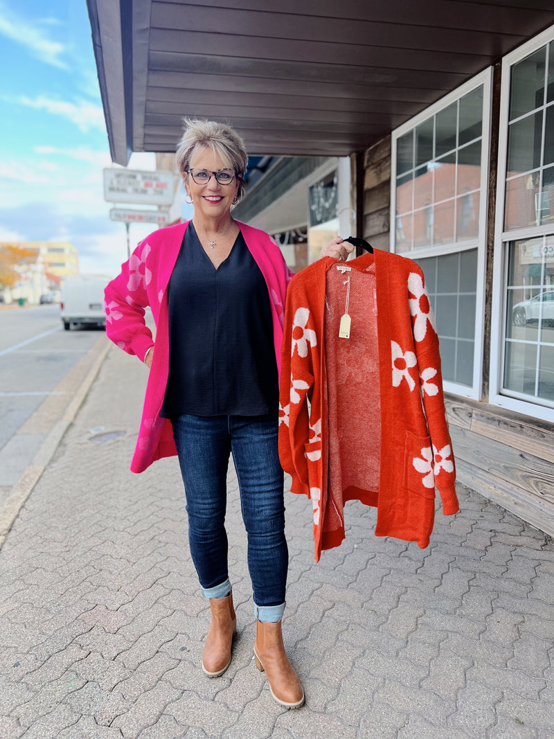 Daisy Knit Cardigan With Pockets