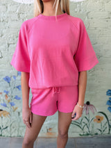 Pink Modal Rib Detail Top