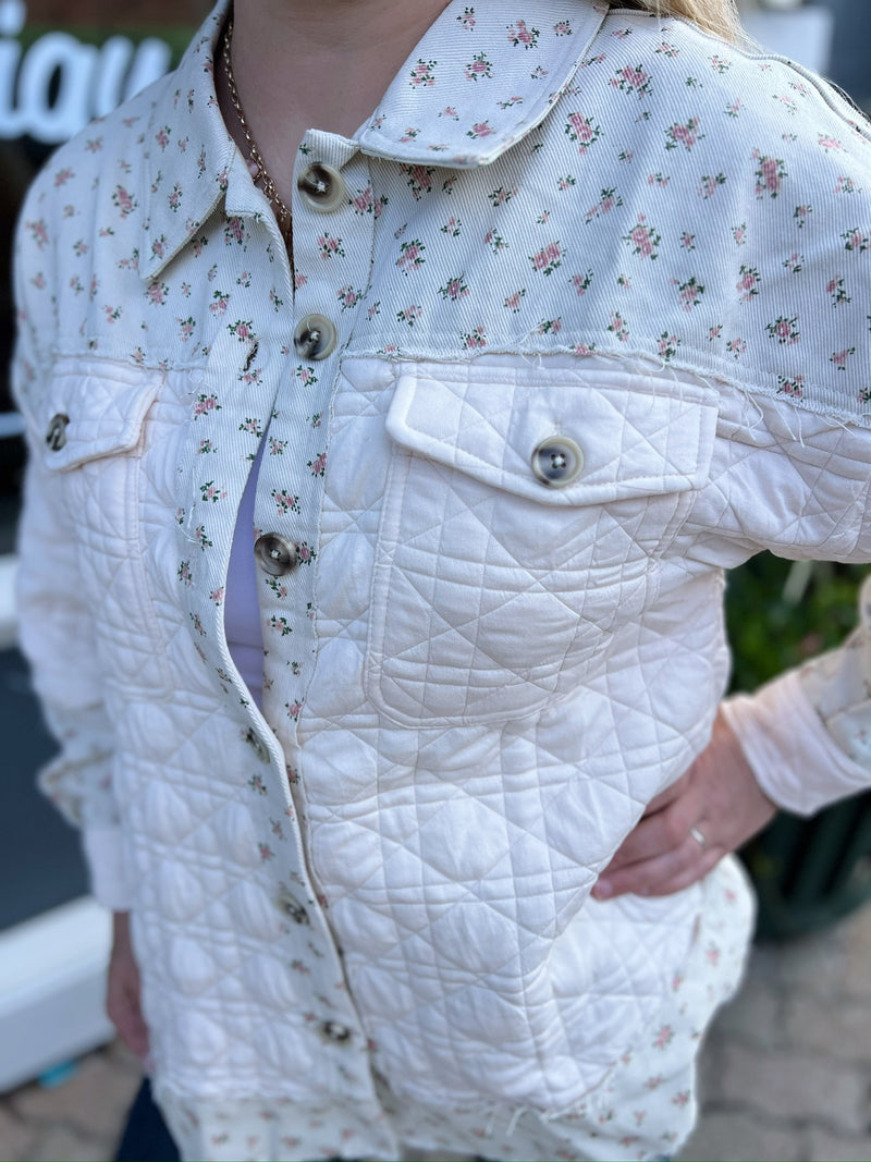 Quilted Floral Button Down Shacket
