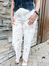 White Cross Stitch Pattern Printed Pants