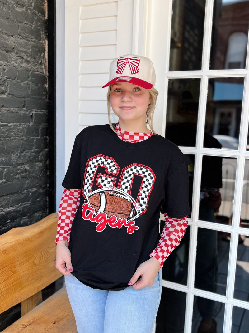 Red Sheer Checkered Top