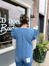 Denim Quilted Bow Tie Vest