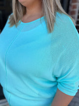Curvy 3/4 Sleeve Light Weight Knit Oversized Top