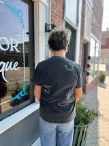 Washed Black Western embroidery tee