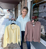 Exposed Seam Long Sleeve Collared Shirt
