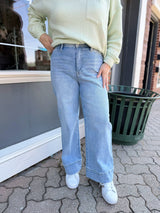 April's Light Wash High Rise Wide Leg Crop Jeans